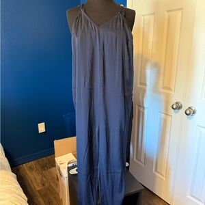 Elegant Navy Blue Maternity Maxi Jumpsuit